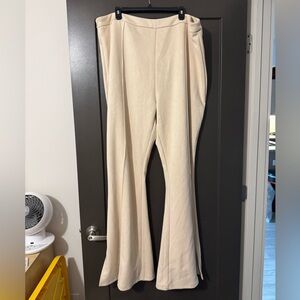 PrettyLittleThing Plus Size Cream Flare Pants